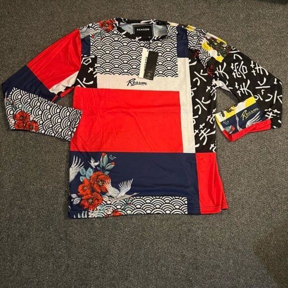 NWT Reason Men's Multi Swan Long Sleeve Tee Size L - Picture 6 of 7